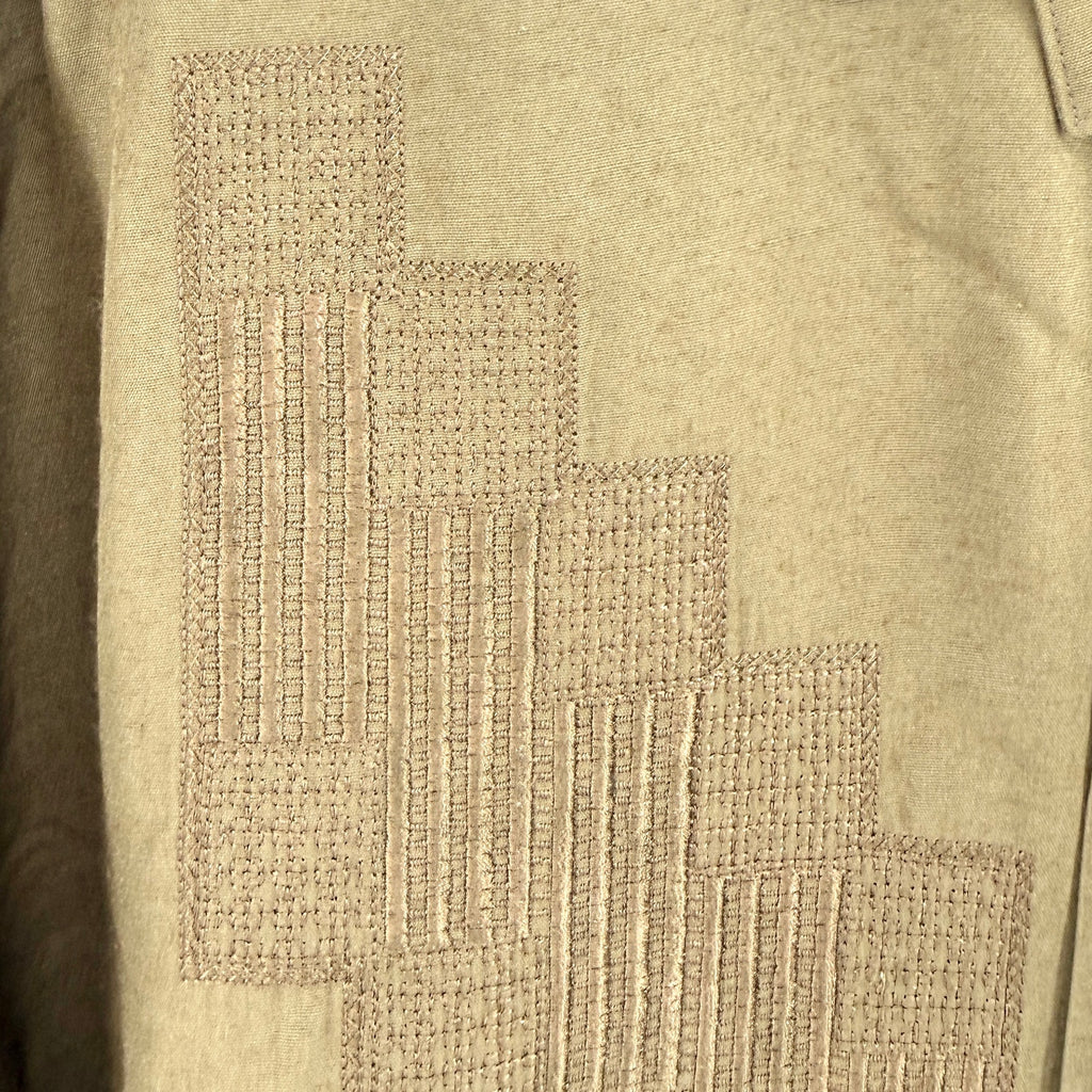 Vintage 90s Bugatchi Uomo Olive Green Embroidered Shirt