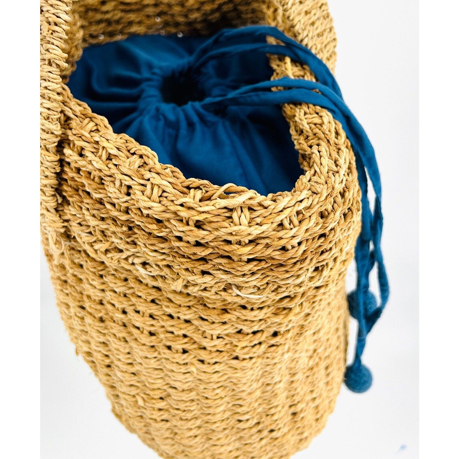 Vintage Tan Woven Straw Extra Large Boho Market Tote Basket Bag