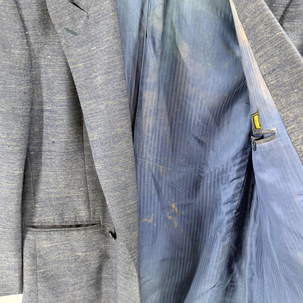 Vintage 90s Wendell Indigo Blue Double Breasted Power Dressing Blazer Jacket