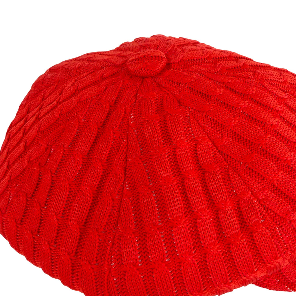 San Diego Hat Co. Retro Mod Red Cable Knit Newsboy Cap
