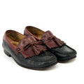 Vintage 90s Florsheim Black Brown Genuine Leather Tassel Kiltie Loafers