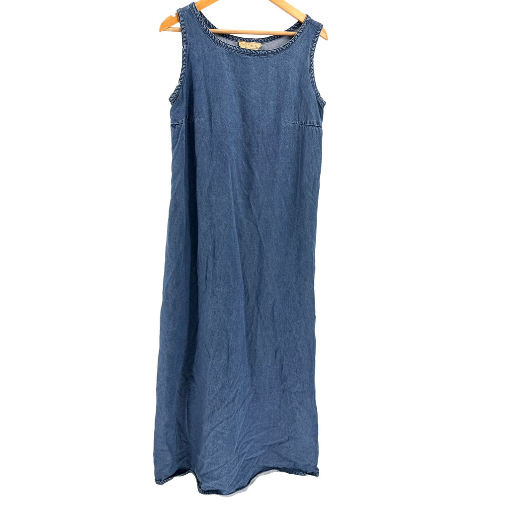 Vintage 90s Double D Ranch Blue 100% Cotton Western Sleeveless Maxi Dress