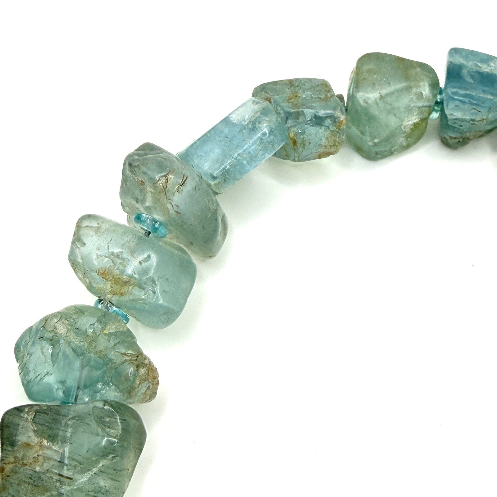 Vintage 90s Ice Blue Aquamarine Raw Nugget Statement Choker Necklace