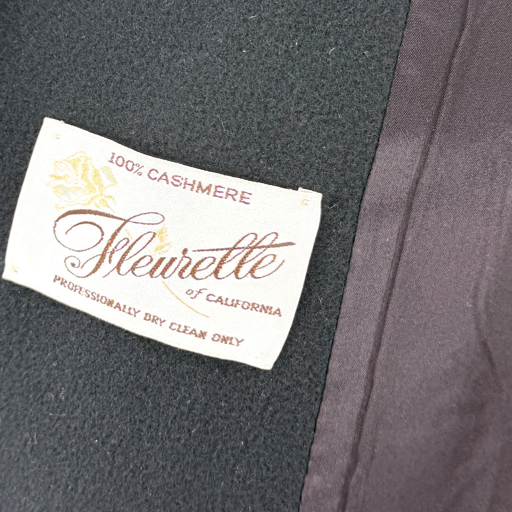 Vintage 90s Fleurette Black 100% Cashmere Double-Breasted Coat