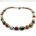 Vintage 90s Multi Jade Keshi Pearl Sterling Toggle Choker Necklace