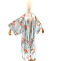 Vintage 90s Ichiban Pastel Blue Floral Long Robe Kimono