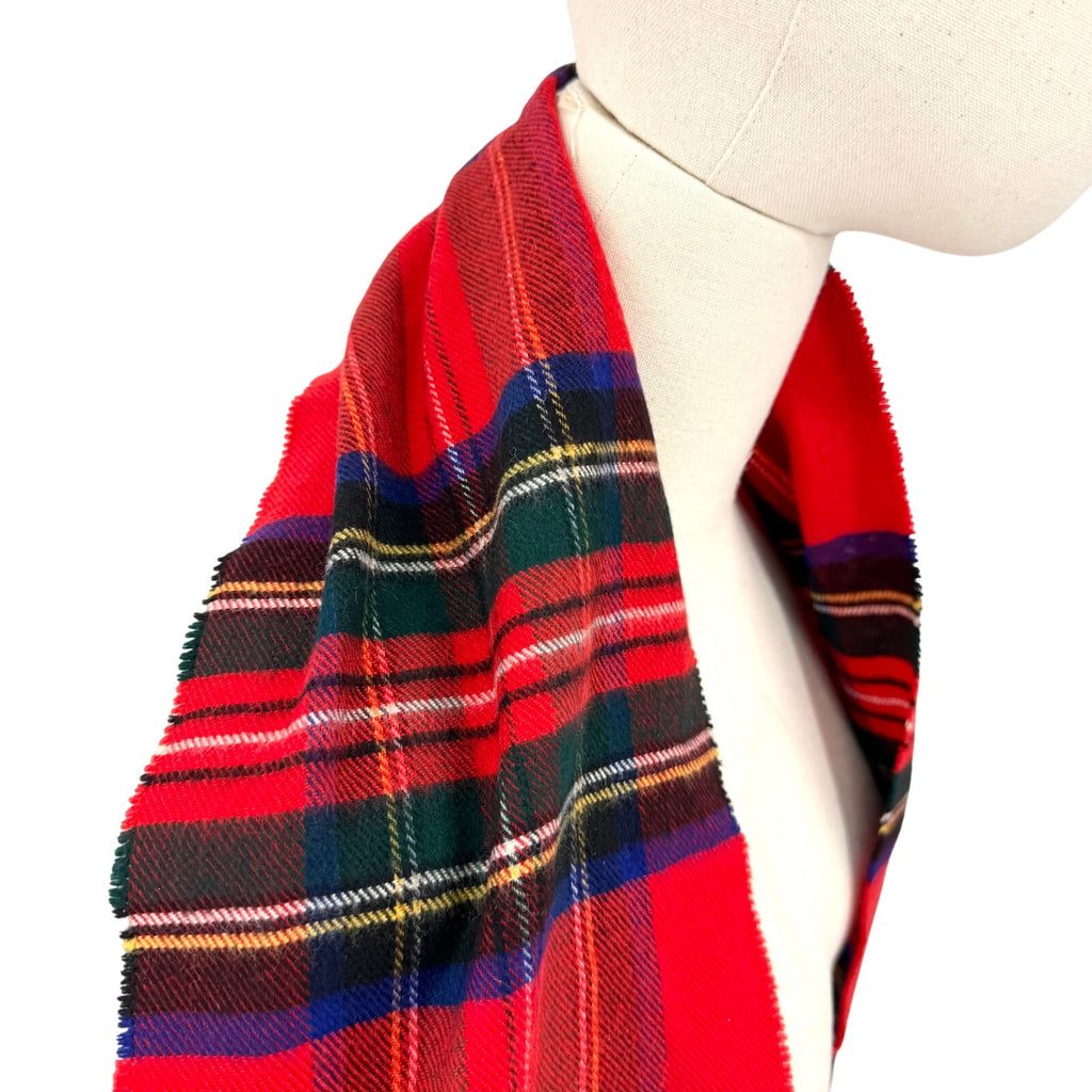 Vintage 80s Trimingham's Bermuda Red Tartan Fringe Scarf
