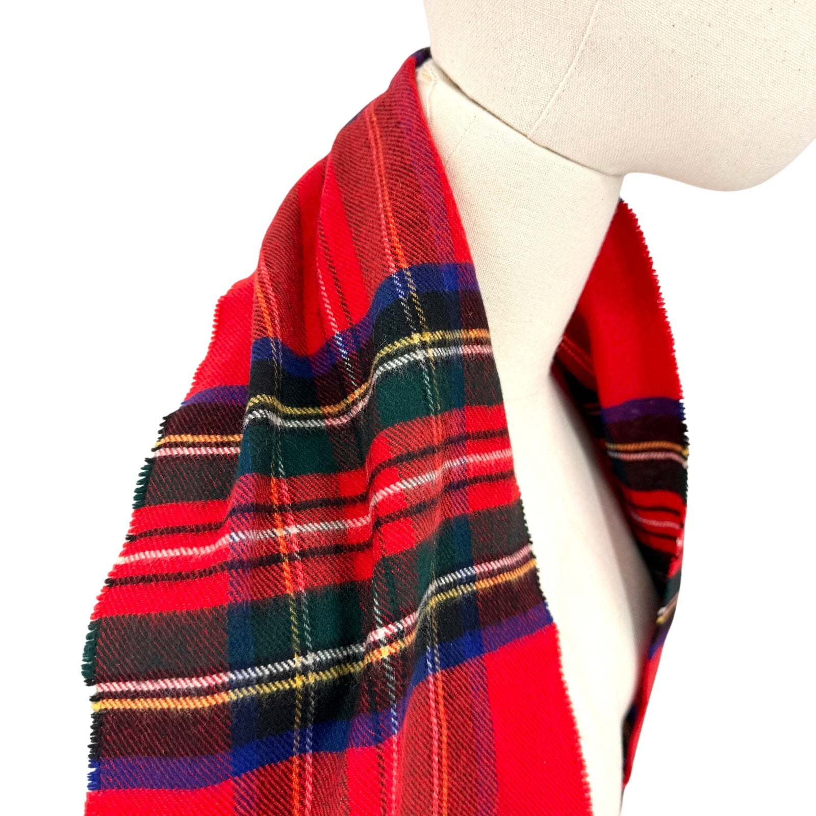 Vintage 80s Trimingham's Bermuda Red Tartan Fringe Scarf