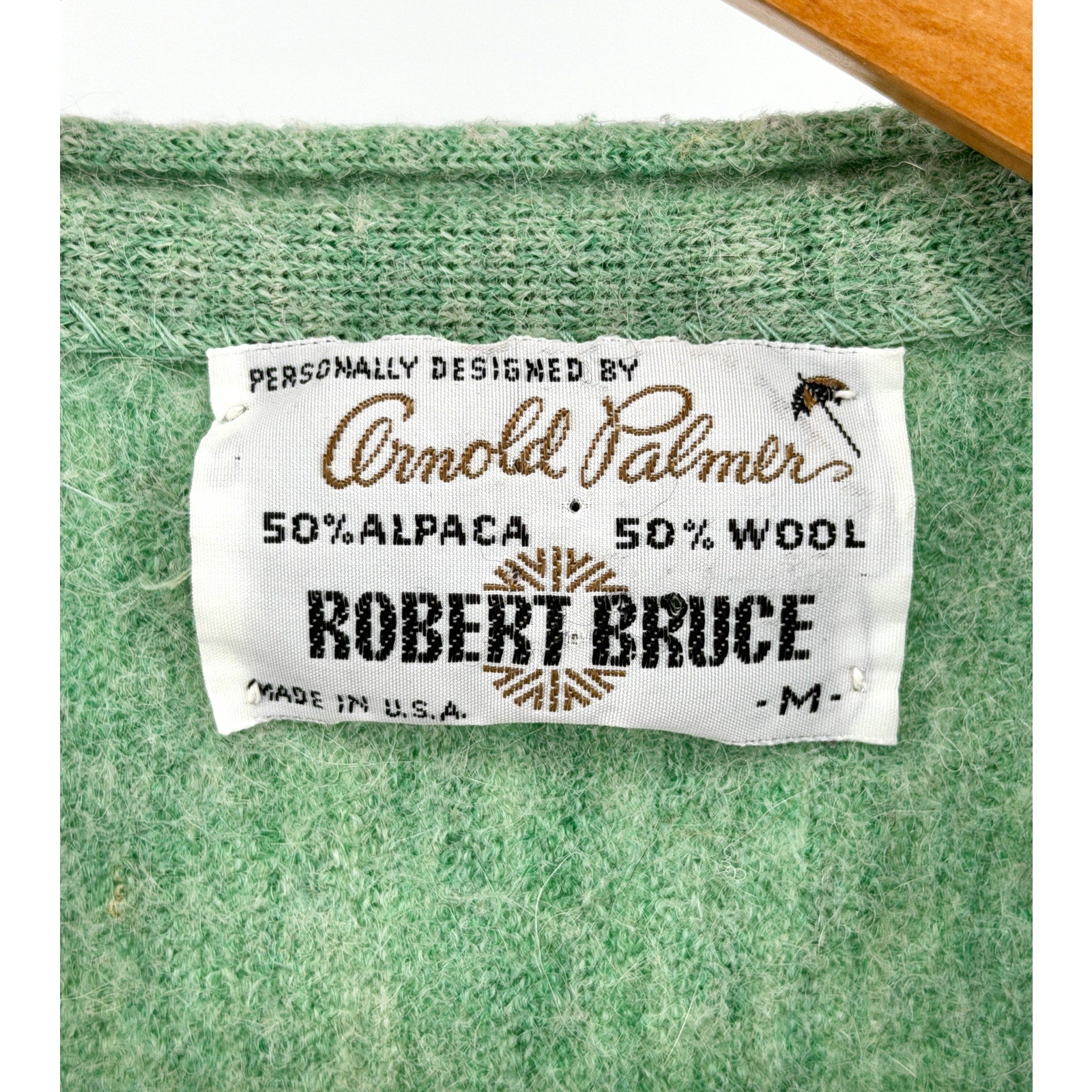 Vintage 60s Arnold Palmer Mint Green Retro Golf Preppy Cardigan Sweater