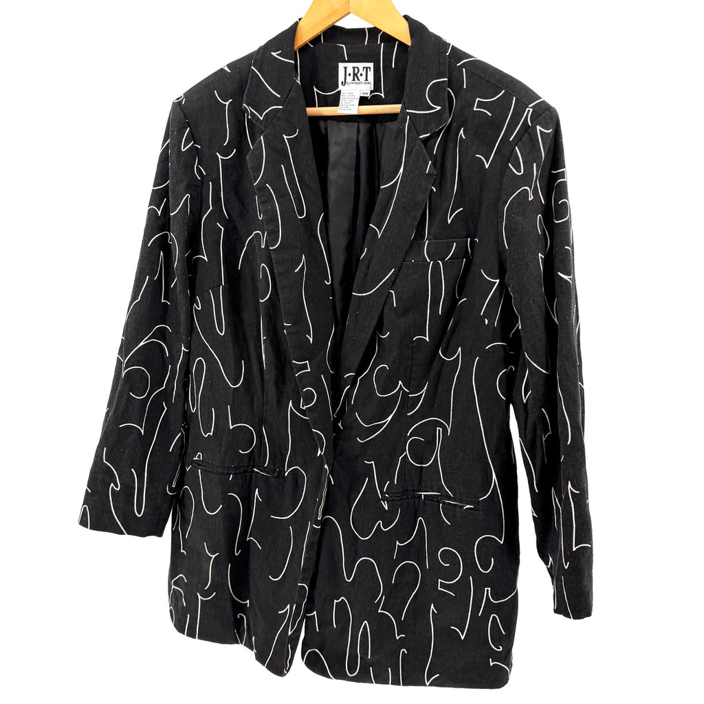Vintage 90s JRT Black White Artistic Graphic Oversized Blazer Jacket