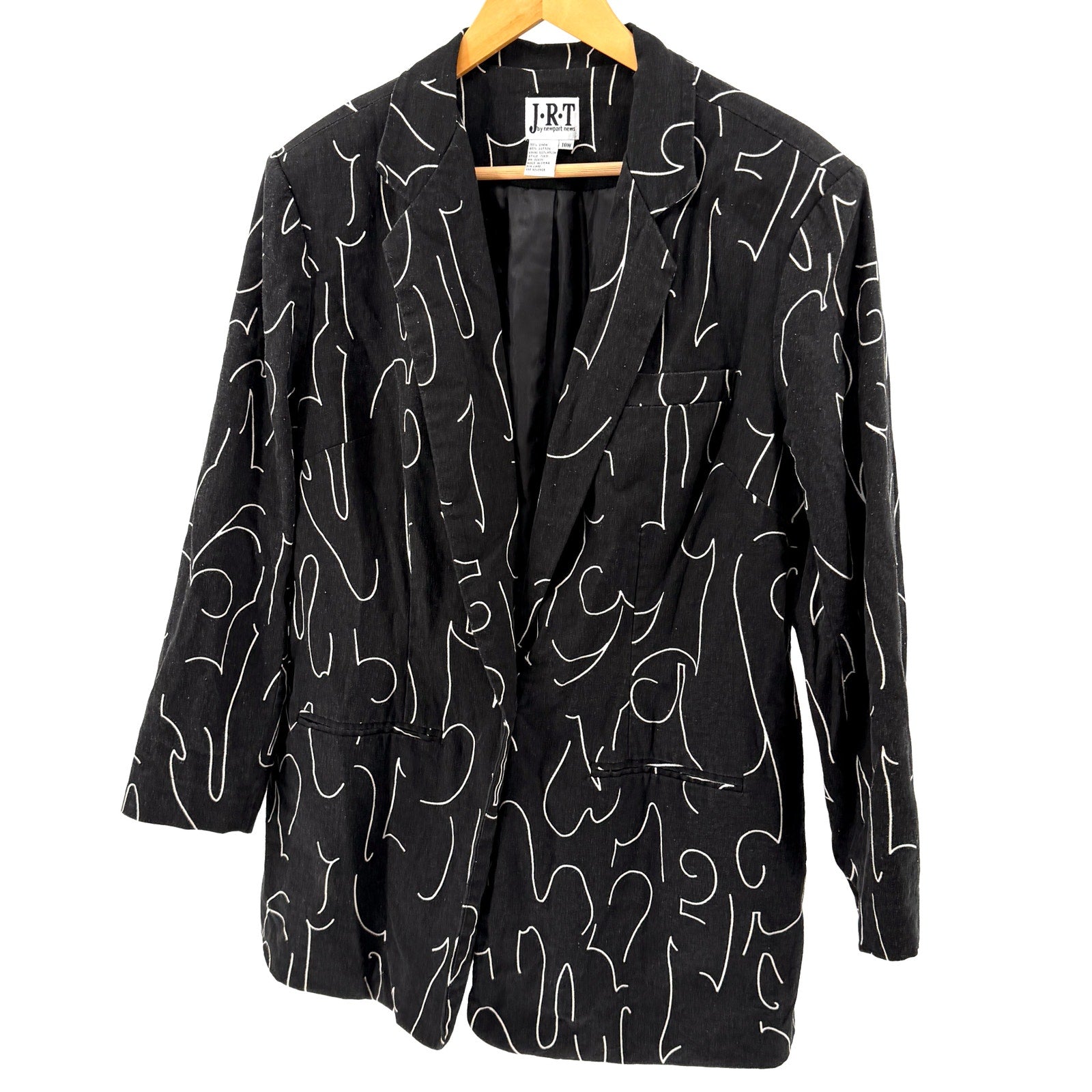 Vintage 90s JRT Black White Artistic Graphic Oversized Blazer Jacket