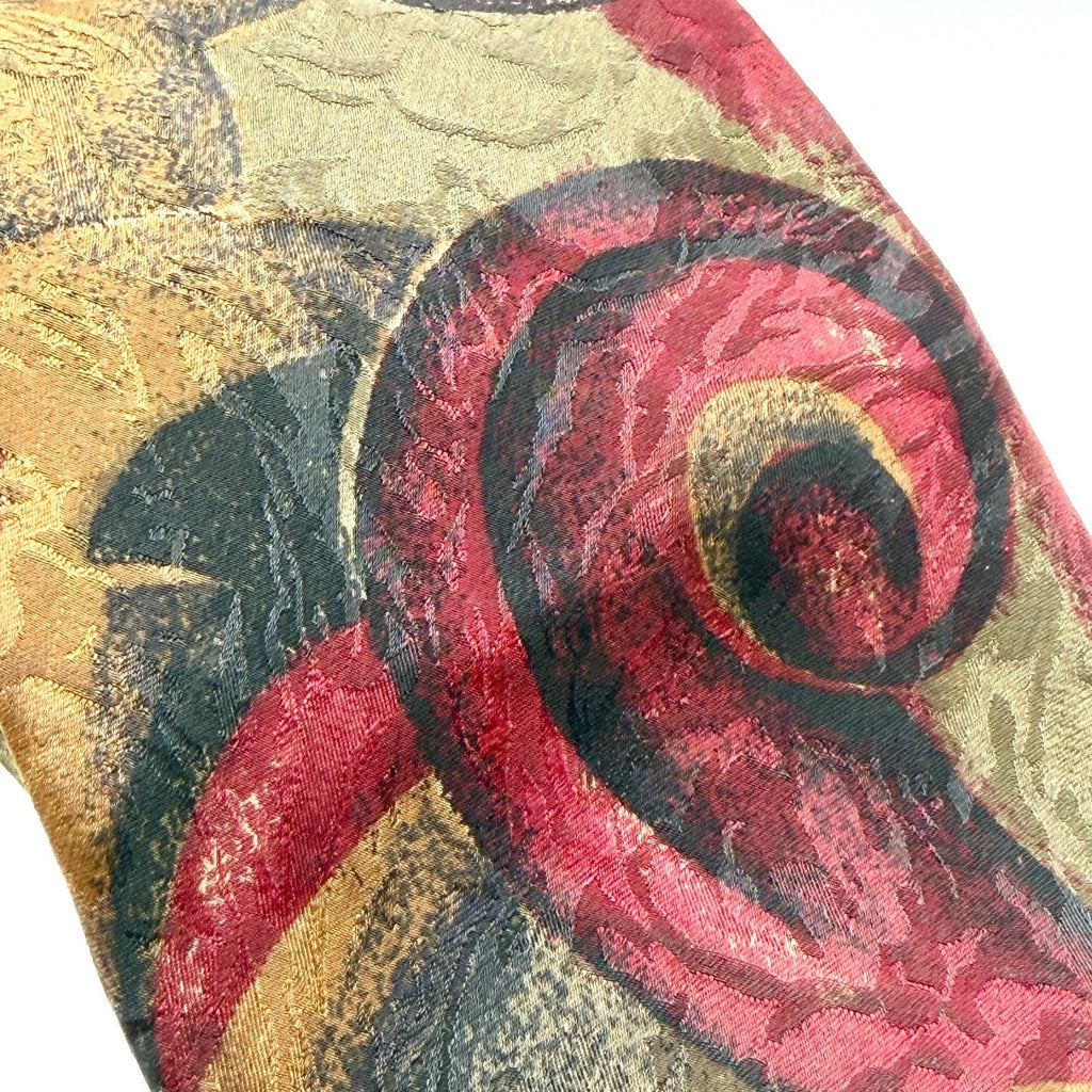 Vintage 90s Boston Traders Maroon Olive Abstract Necktie