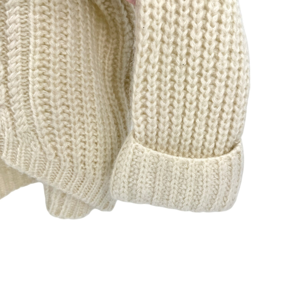 Snidel Ivory Chunky Cable Knit Cropped Dolman Sleeve Sweater