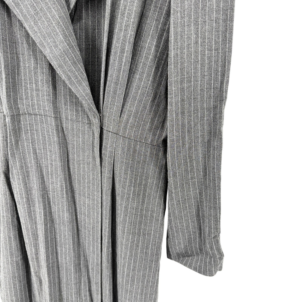 Vintage 90s Linda Allard Ellen Tracy Gray Pinstripe Wrap Maxi Dress Coat