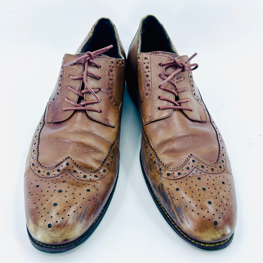 Stacy Adams Brown Tan Leather Wingtip Brogue Oxford Dress Shoes