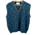 Vintage 90s J.T. Beckett Indigo Blue Paisley V-Neck Sweater Vest