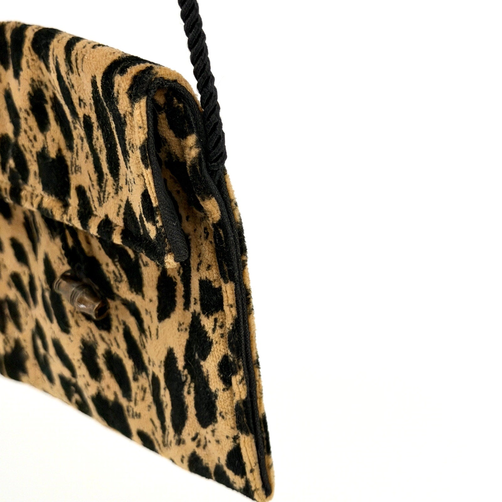 Black Dog Design Velvet Leopard Animal Print Shoulder Envelope Mini Purse
