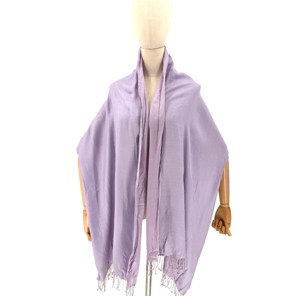 Vintage Y2K Kenneth Cole Lavender Silk Rayon Fringe Wrap Scarf