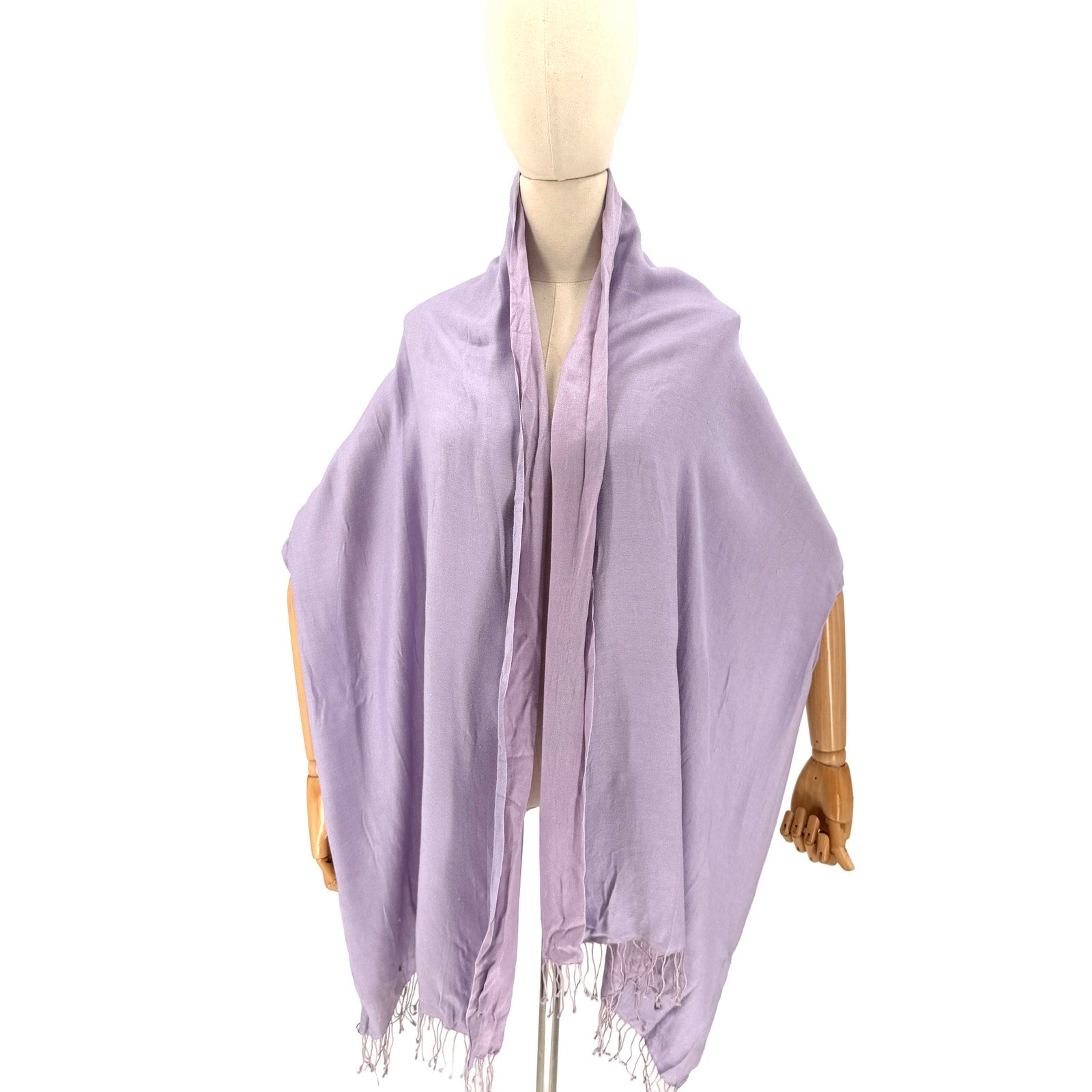 Vintage Y2K Kenneth Cole Lavender Silk Rayon Fringe Wrap Scarf