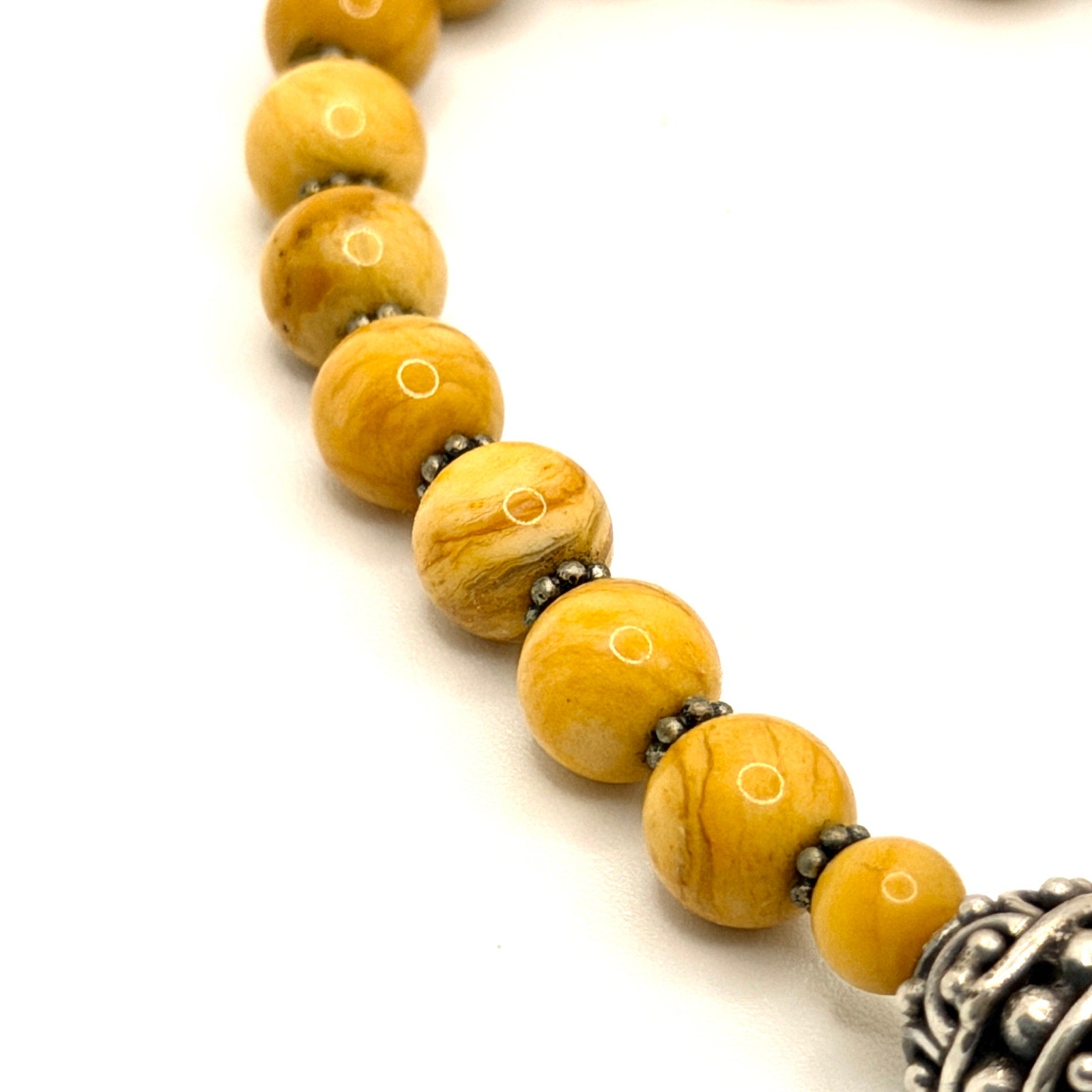 Vintage 90s Yellow Jasper Artisan Toggle Clasp Necklace Bracelet Set