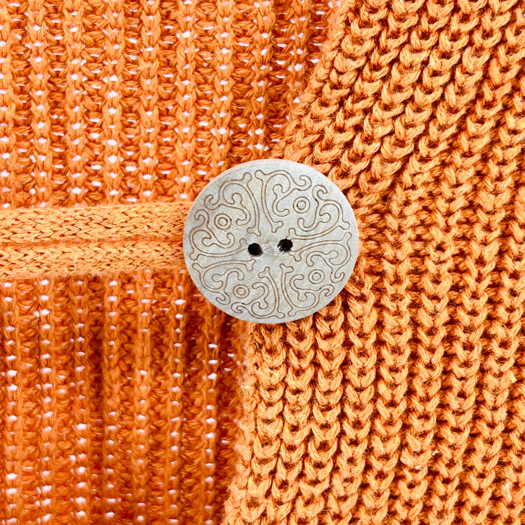 Vintage 90s The Territory Ahead Orange Ramie Cotton Boho Button Sweater