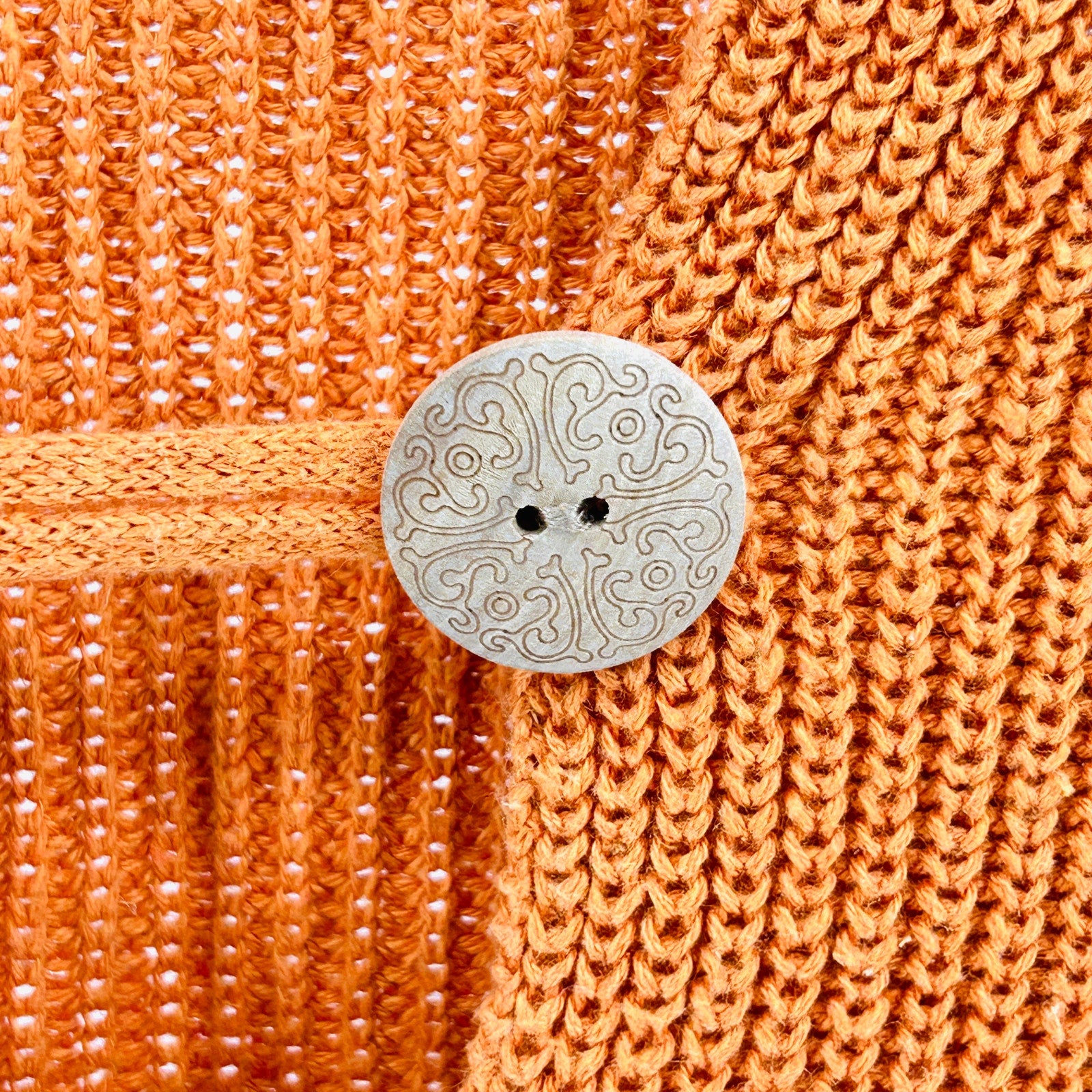 Vintage 90s The Territory Ahead Orange Ramie Cotton Boho Button Sweater