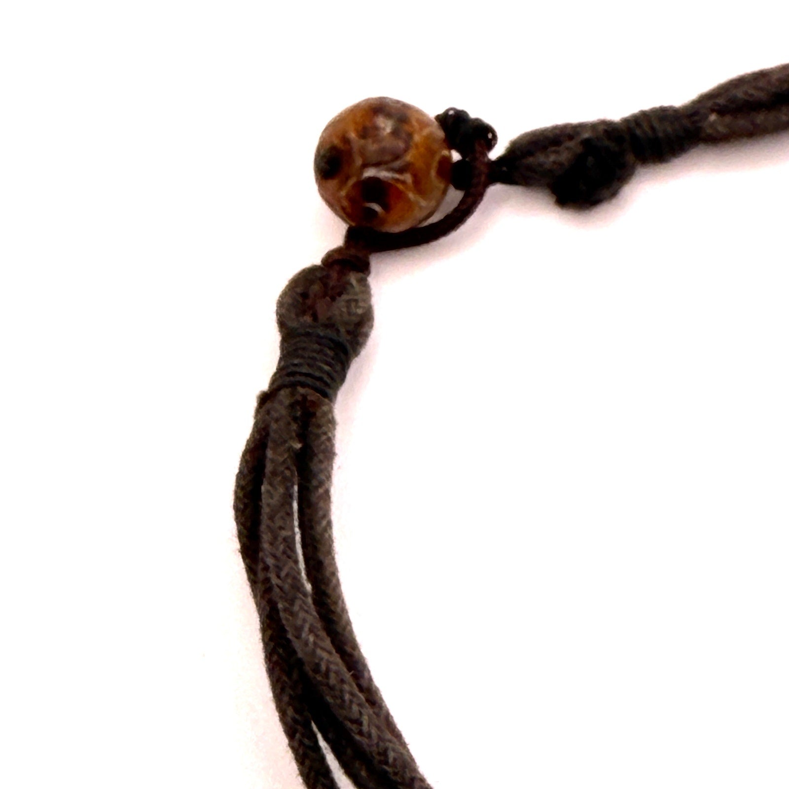 Vintage 90s Chinese Carved Stone Taotie Huang Half Moon Pendant Necklace
