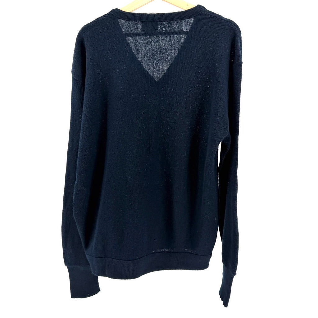 Vintage 80s Izod Lacoste Navy Blue V-Neck Orlon Acrylic Sweater
