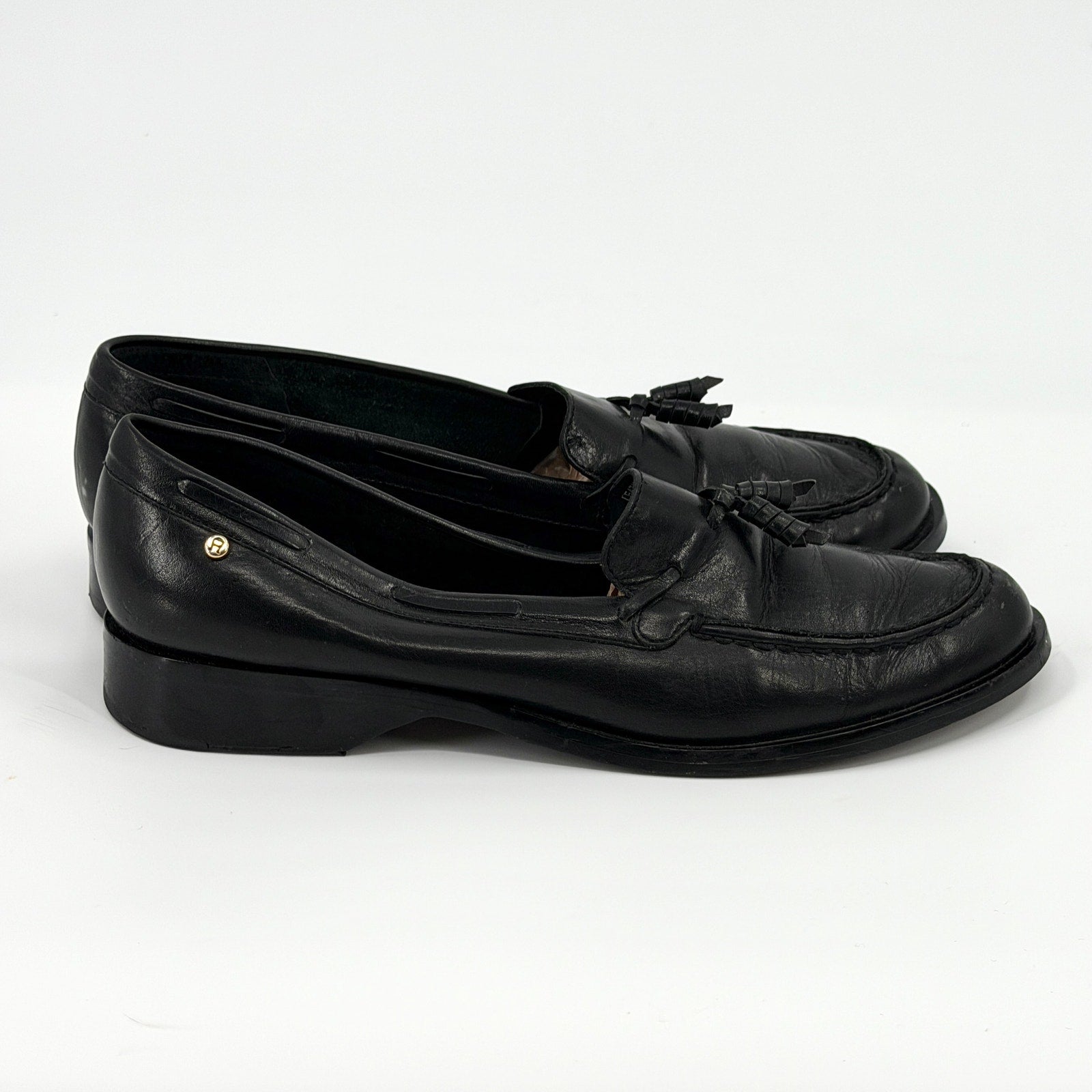 Vintage 90s Etienne Aigner Black Genuine Leather Classic Tassel Loafers