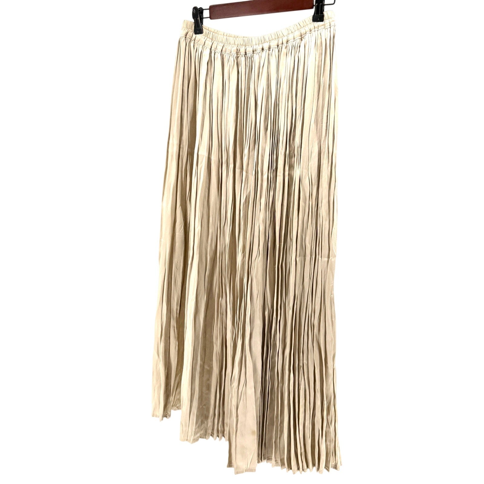Vintage 90s Double D Ranchwear Cream Silk Satin Pleated Western Maxi Skirt