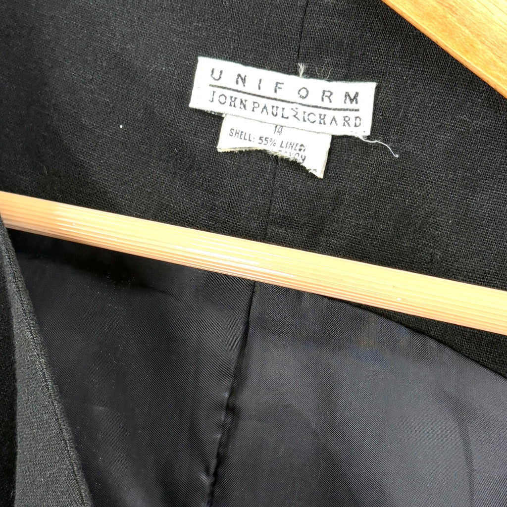 Vintage 90s John Paul Richard Black Minimalist Square Neck Shift Dress