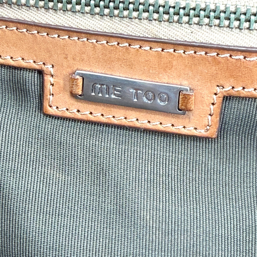 Vintage Y2K Me Too Cognac Genuine Leather Woven Structured Tote