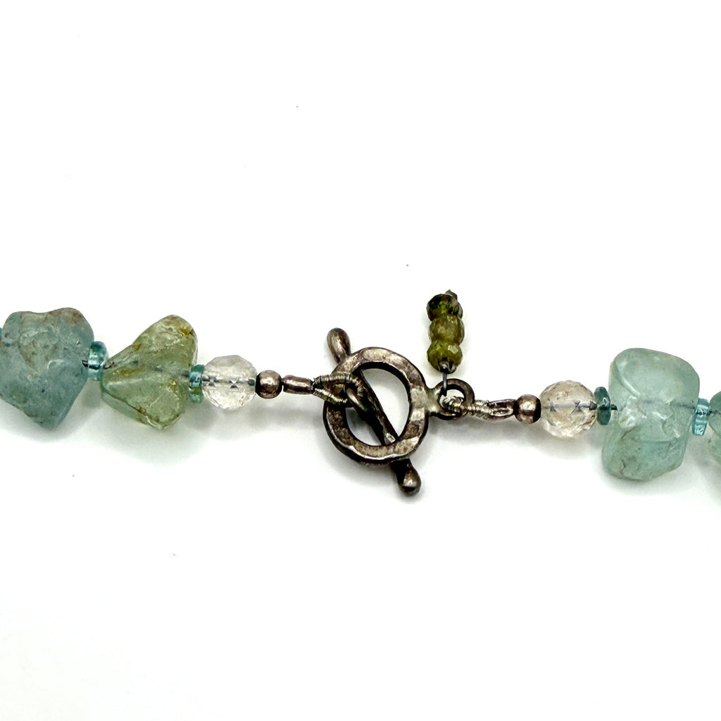 Vintage 90s Ice Blue Aquamarine Raw Nugget Statement Choker Necklace