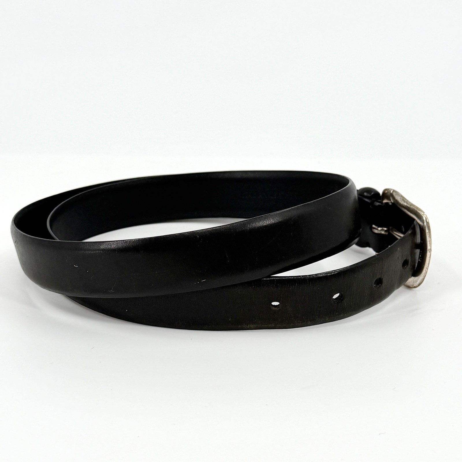 Vintage Y2K Polo Ralph Lauren Black Genuine Leather Solid Brass Buckle Belt