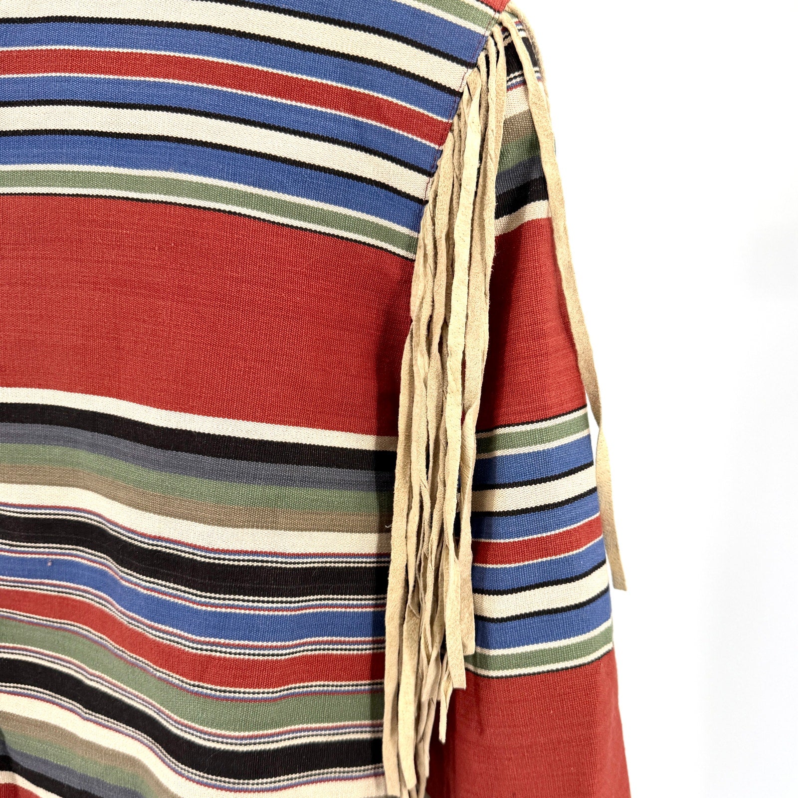Vintage 90s Double D Ranchwear Multi 100% Cotton Western Suede Fringe Jacket