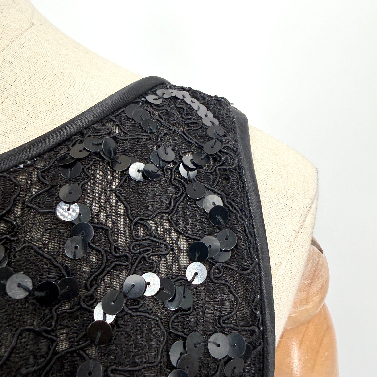 Vintage 80s Morton Myles Black Sequin Formal Glam Cocktail Dress