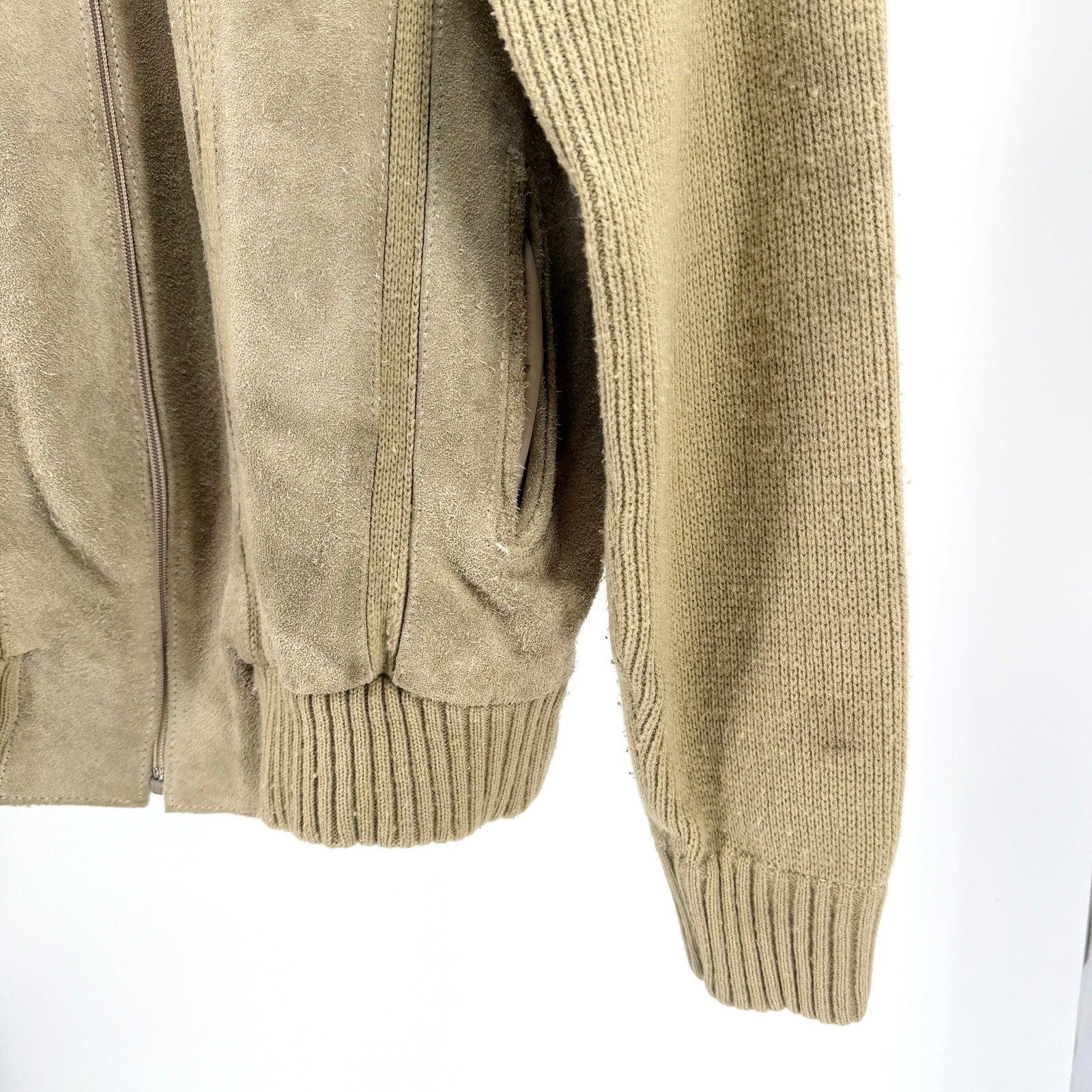 Vintage 70s Mr. Gar Tan Genuine Leather Knit Western Bomber Jacket