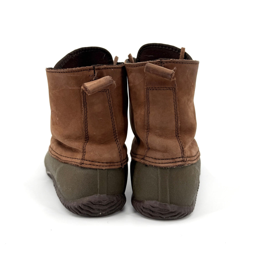 Vintage 90s J.Crew Brown Olive Leather Duck Base Lace Up Snow Boots