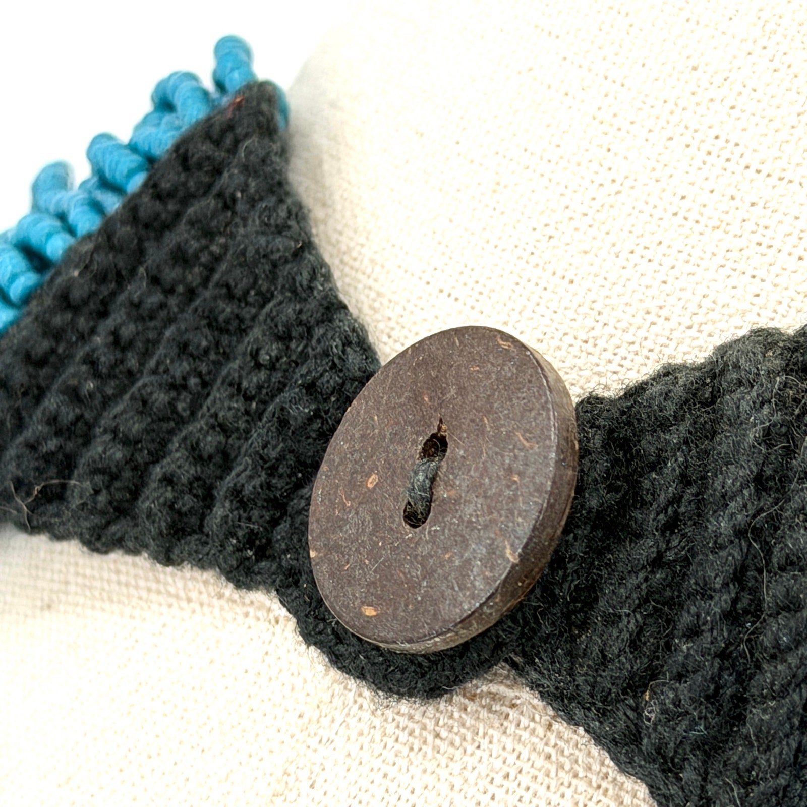 Vintage 90s Blue Ceramic Seed Bead Afrobohemian Multi Strand Necklace