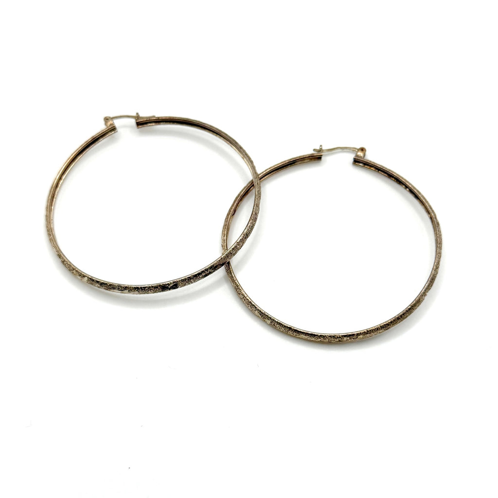 Vintage 90s Diamond Cut Textured Sterling Silver Extra Large Hoop Earrings