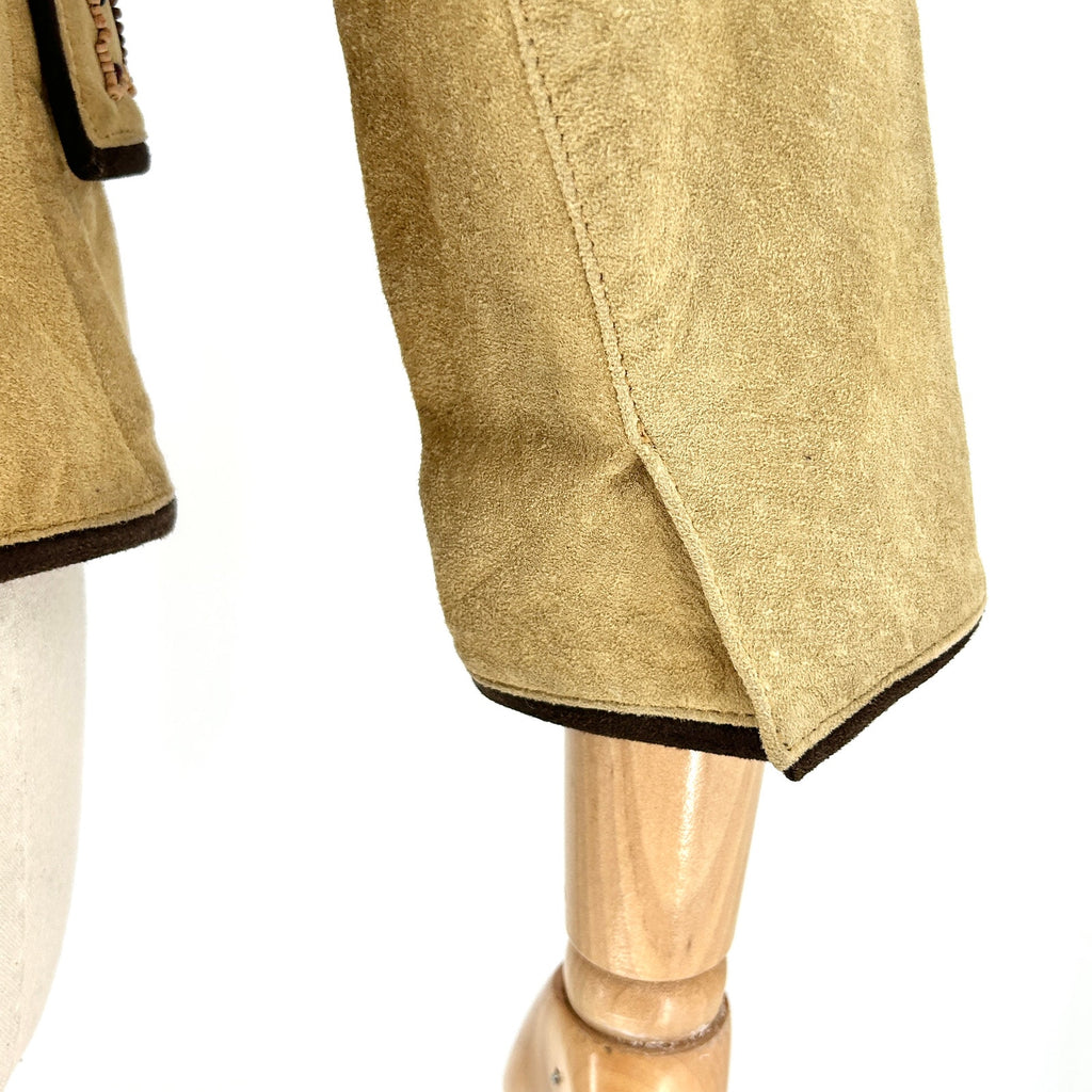 Vintage 90s Margaret Godfrey Tan Genuine Suede Beaded Western Blazer