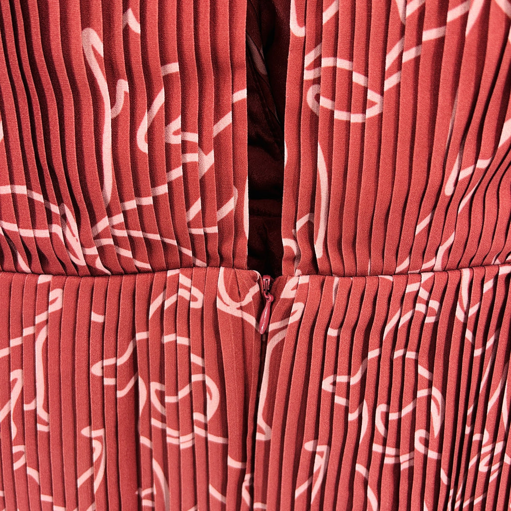 C/MEO Collective Terracotta Abstract Floral Pleated Romper