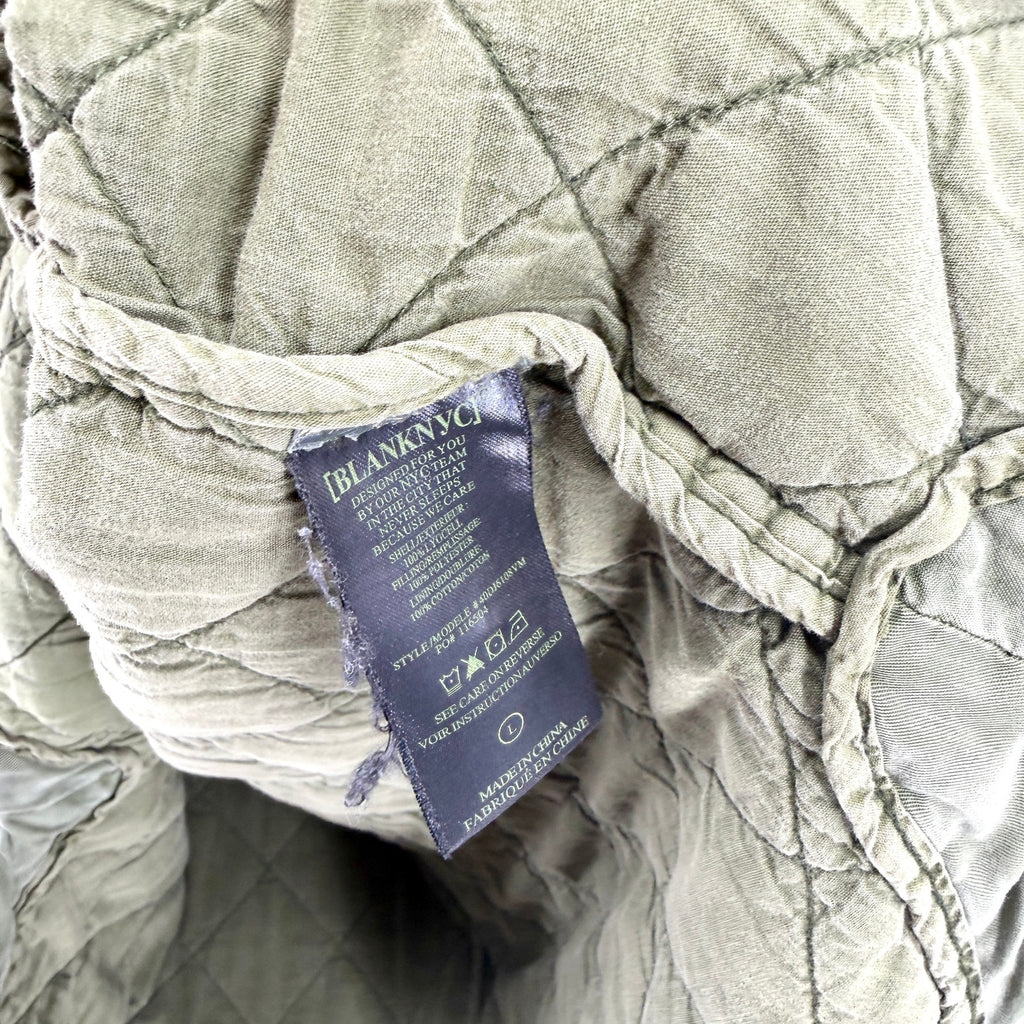BlankNYC Olive Army Green Quilted Long Shacket Jacket Coat