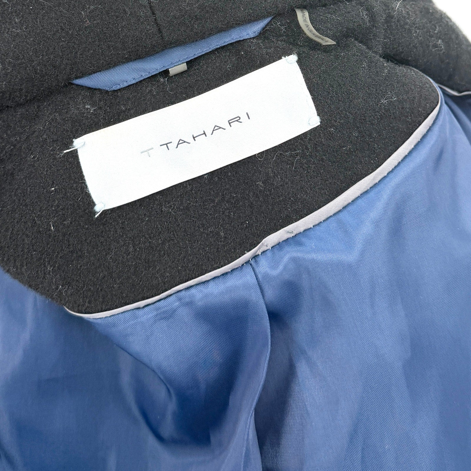 T Tahari Black Draped Cape Collar Open Front Coat
