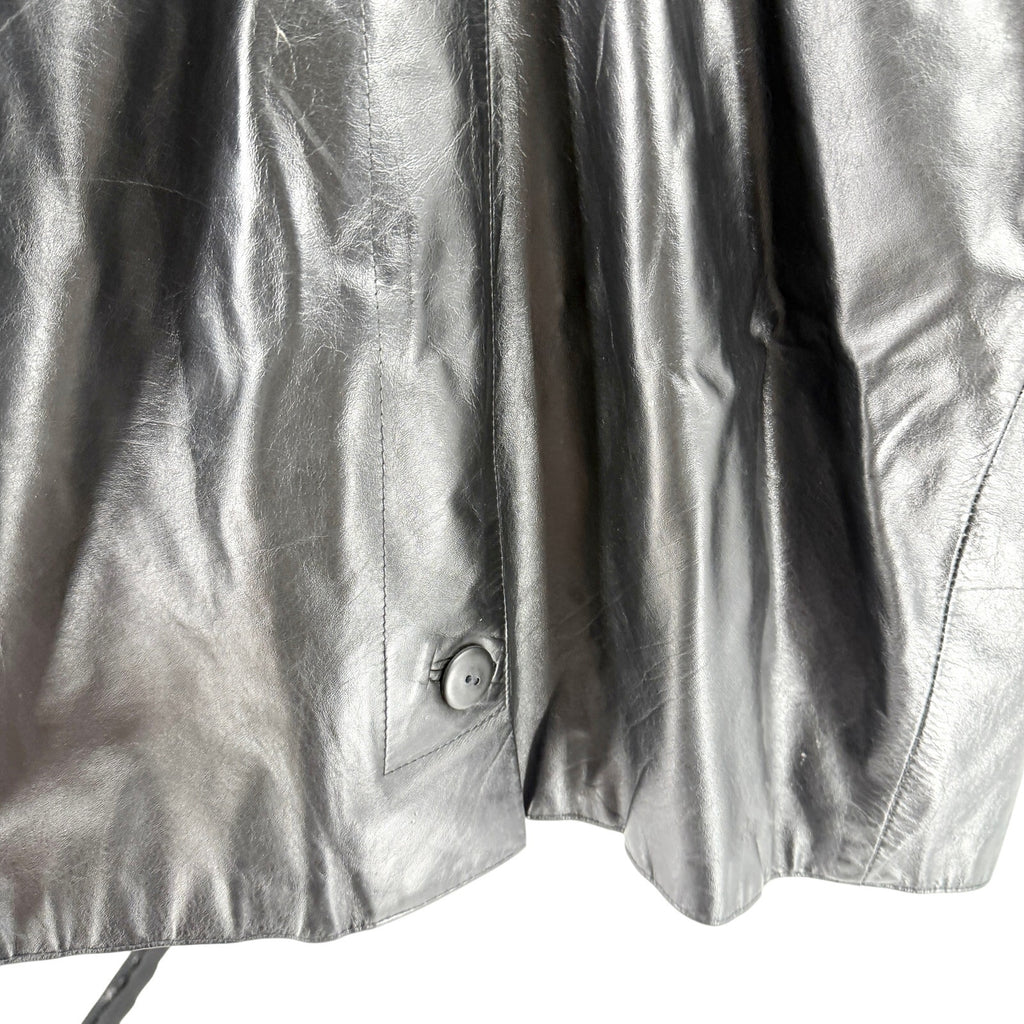 Vintage 80s Black Genuine Leather Textured Panel Blazer Jacket