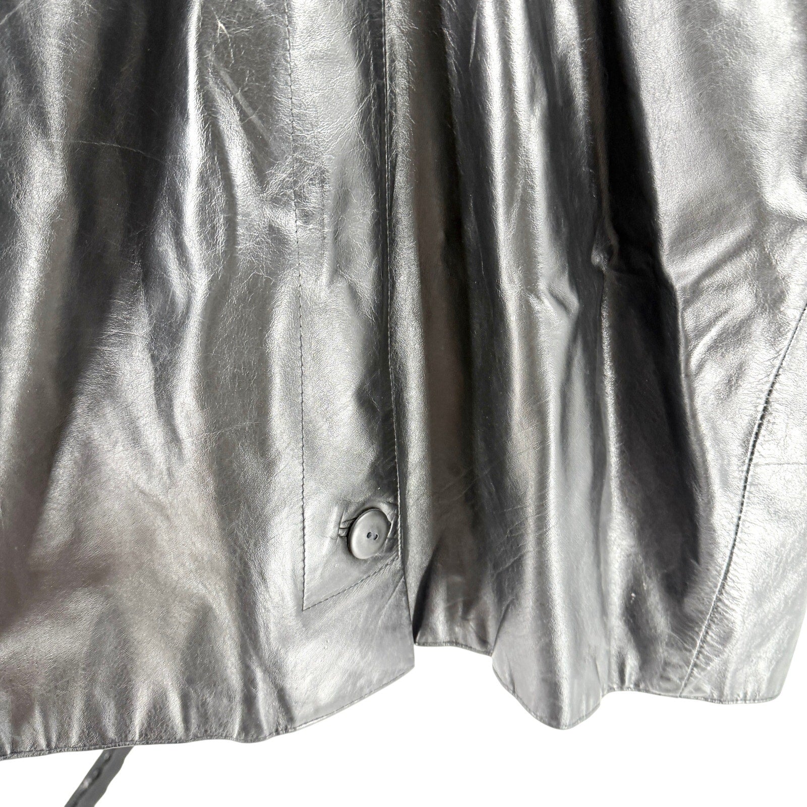 Vintage 80s Black Genuine Leather Textured Panel Blazer Jacket