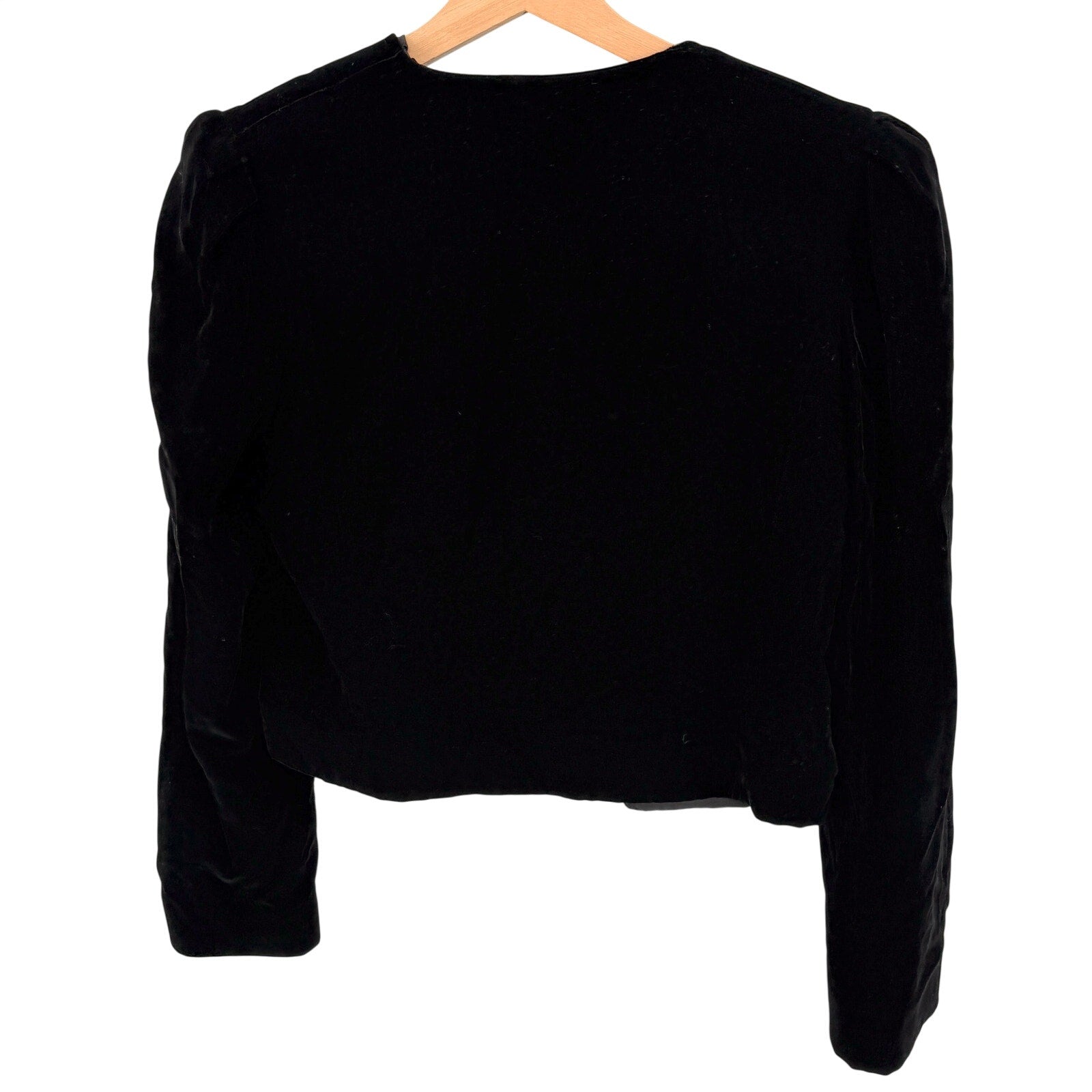 Vintage 80s Courtwell Black Soutache Embroidered Velvet Bolero Cropped Jacket
