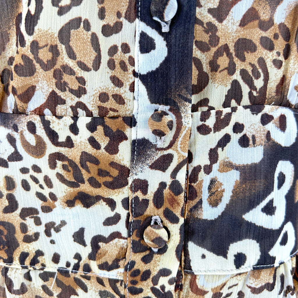 Essentials by Milano Leopard Print Sheer Peplum Blouse