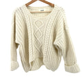 Snidel Ivory Chunky Cable Knit Cropped Dolman Sleeve Sweater