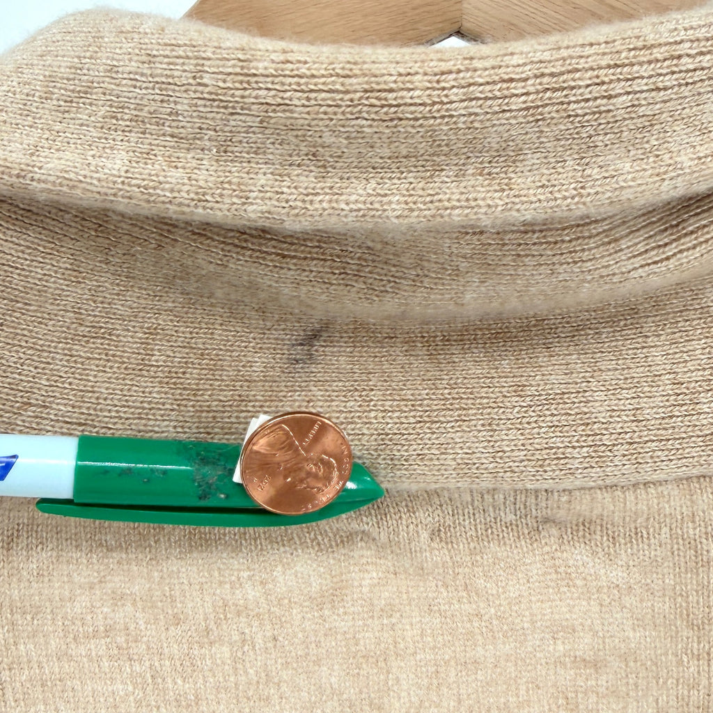Reiss Camel Cashmere Minimalist Shawl Collar Sweater V-Neck Top